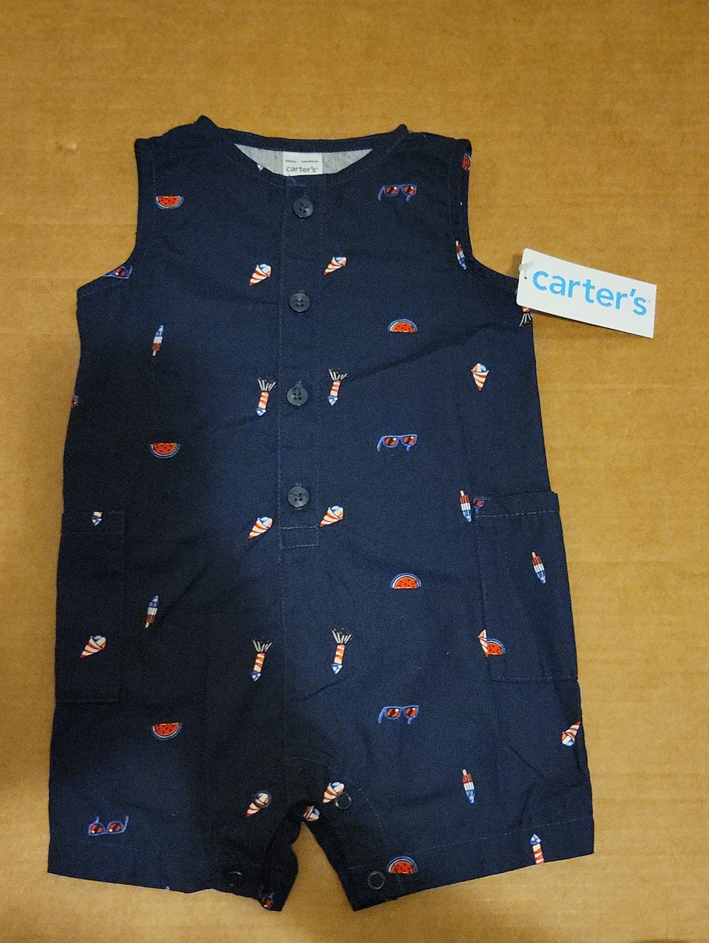 NWT: Carter's Baby Boy Americana Sleeveless Romper